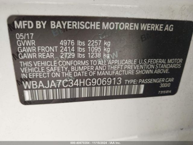 WBAJA7C34HG906913 BMW 530i Xdrive