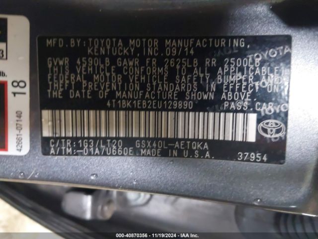 4T1BK1EB2EU129890 Toyota Avalon Xle Touring