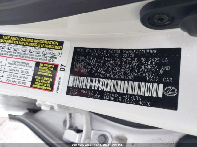 58AC11D10MU001395 Lexus ES 250