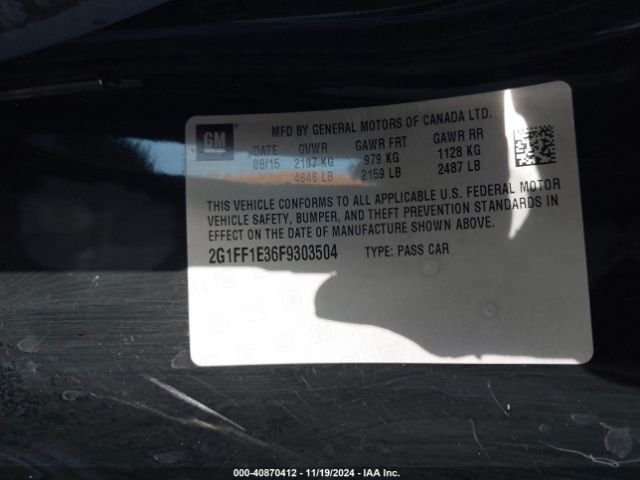 2G1FF1E36F9303504 Chevrolet Camaro 2lt