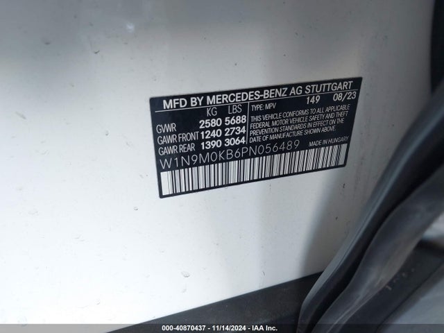 W1N9M0KB6PN056489 Mercedes-Benz Eqb 300 Suv 4matic