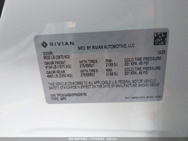 7PDSGABA5PN028155 Rivian R1s Adventure
