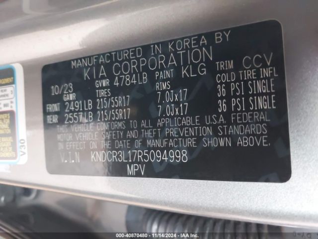 KNDCR3L17R5094998 KIA Niro Ev Wind