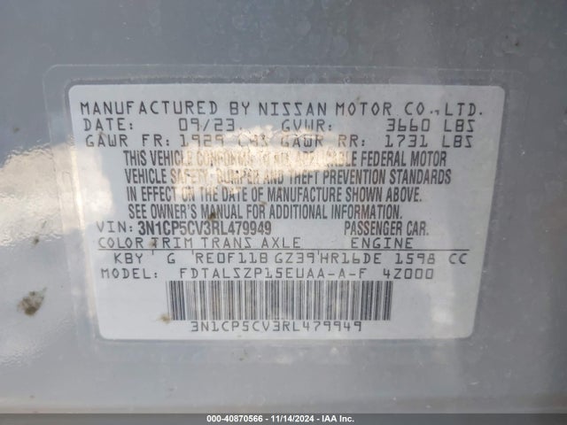 Nissan Kicks Sv Xtronic Cvt 2024 3N1CP5CV3RL479949 Image 9