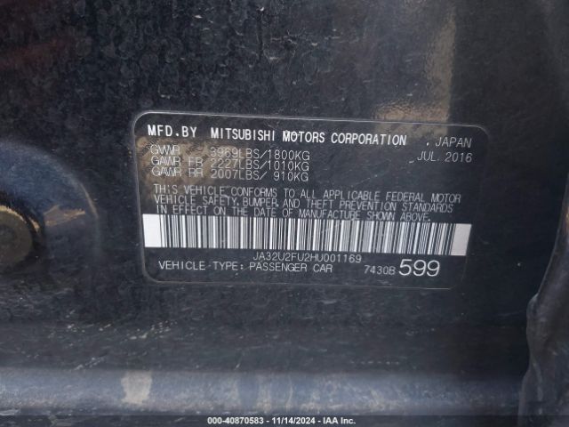 JA32U2FU2HU001169 Mitsubishi Lancer Es/le