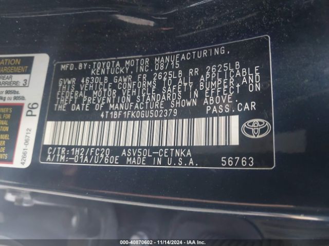 4T1BF1FK0GU502379 Toyota CAMRY LE