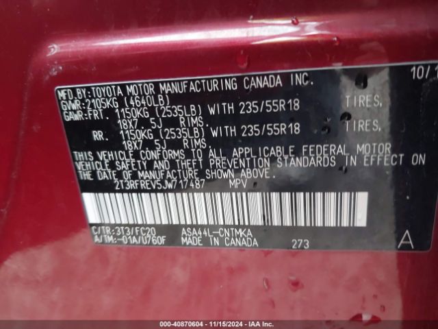 2T3RFREV5JW717487 Toyota Rav4 Adventure/xle