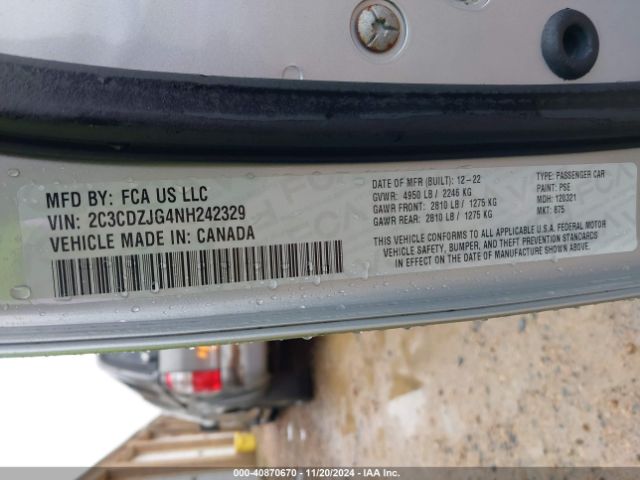 2C3CDZJG4NH242329 Dodge Challenger Gt