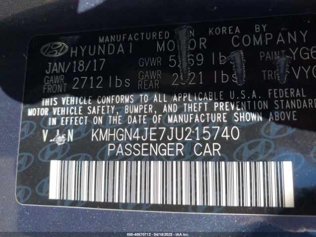 KMHGN4JE7JU215740 Genesis G80 3.8
