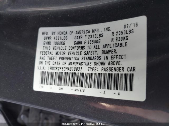 1HGCR2F53HA010837 Honda Accord Sport