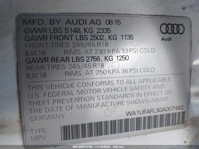 WA1UFAFL3GA007482 Audi Allroad 2.0t Premium