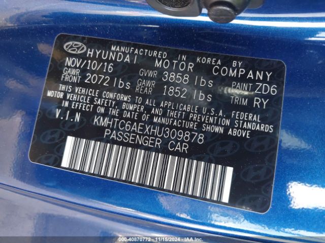 KMHTC6AEXHU309878 Hyundai Veloster Turbo