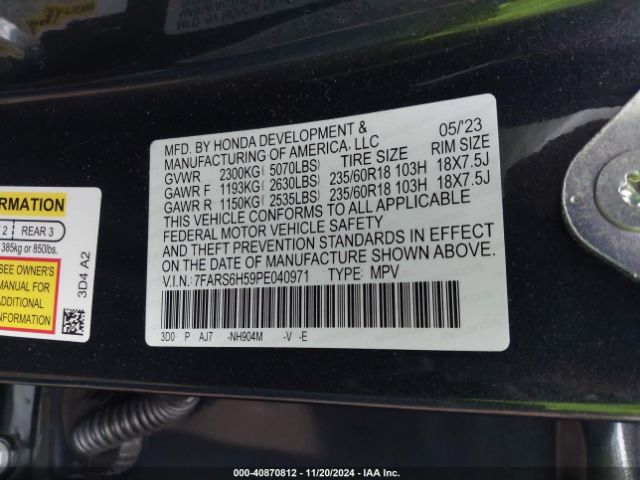 7FARS6H59PE040971 Honda Cr-v Hybrid Sport