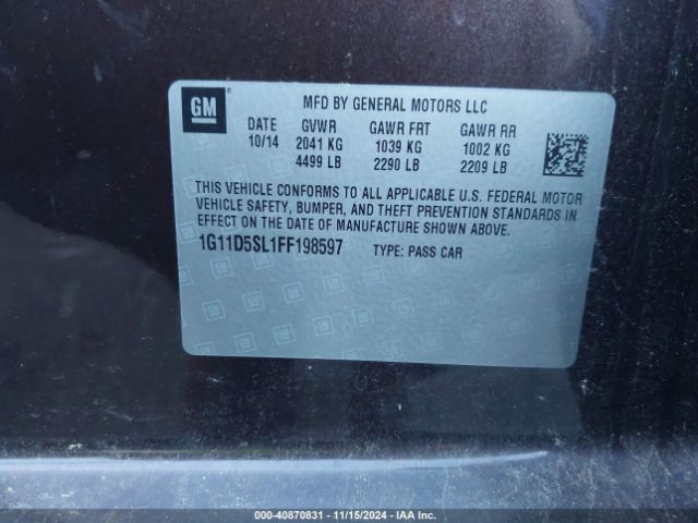 1G11D5SL1FF198597 Chevrolet MALIBU 2LT