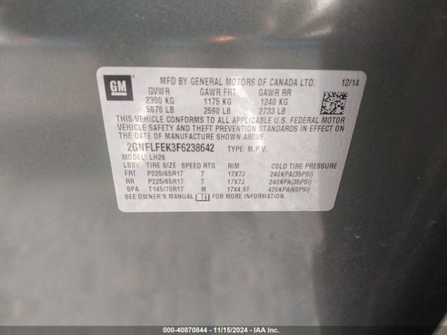 2GNFLFEK3F6238642 Chevrolet EQUINOX 1LT