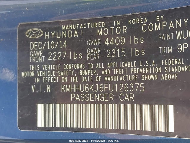 Hyundai Genesis 3.8 Ultimate 2015 KMHHU6KJ6FU126375 Image 9