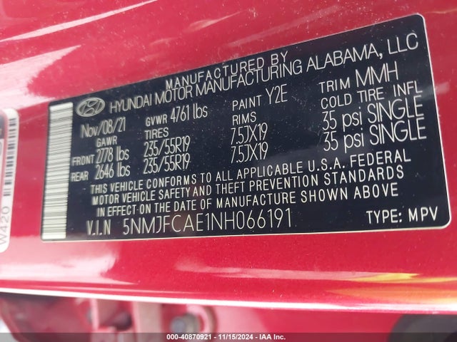 Hyundai TUCSON SEL 2022 5NMJFCAE1NH066191 Image 9