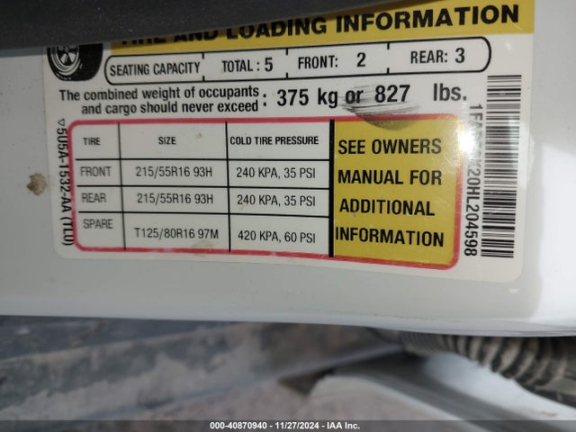 Ford FOCUS SE 2017 1FADP3K20HL204598 Image 9