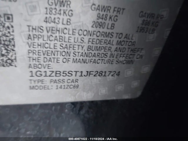 Chevrolet Malibu 1ls 2018 1G1ZB5ST1JF281724 Image 9