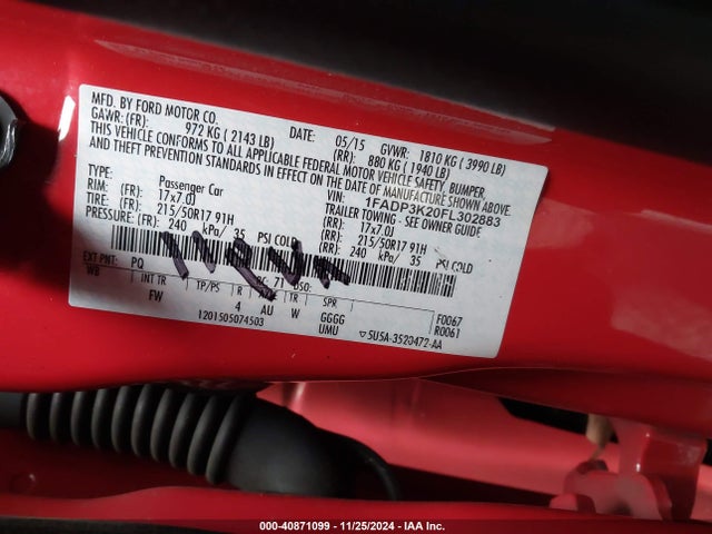 Ford FOCUS SE 2015 1FADP3K20FL302883 Image 9