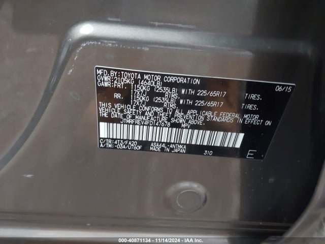 Toyota Rav4 Xle 2015 JTMRFREV4FD147678 Image 9