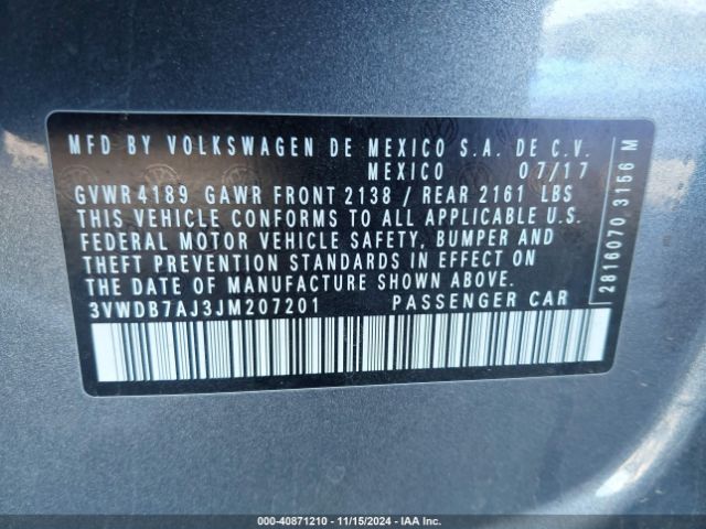 3VWDB7AJ3JM207201 Volkswagen Jetta