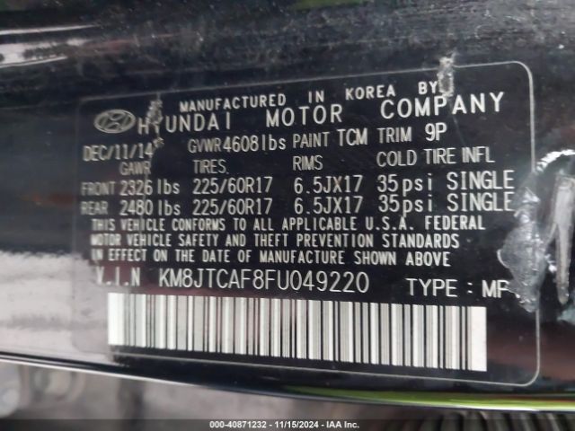 KM8JTCAF8FU049220 Hyundai TUCSON GLS