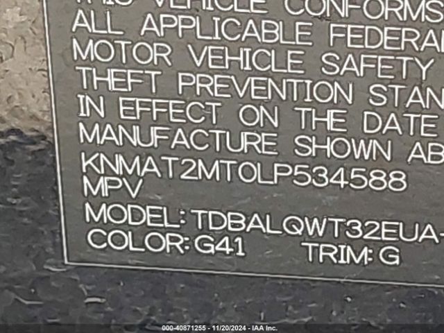 KNMAT2MT0LP534588 Nissan Rogue Sv Fwd