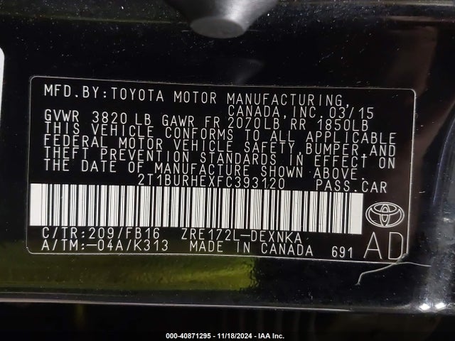 Toyota COROLLA LE 2015 2T1BURHEXFC393120 Image 9