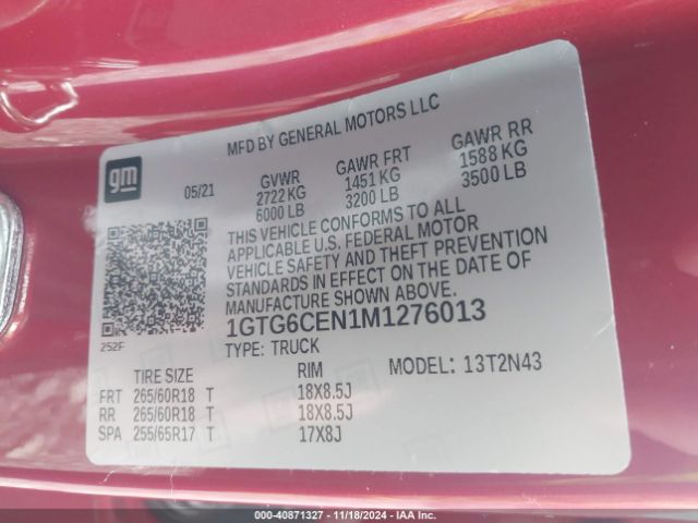 1GTG6CEN1M1276013 GMC Canyon 4wd  Short Box Elevation