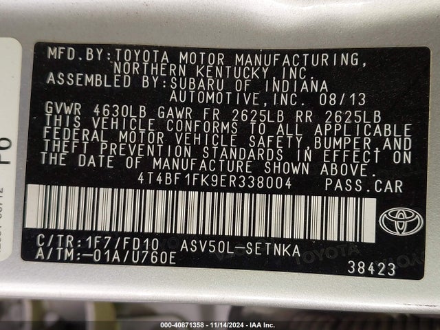 Toyota CAMRY LE 2014 4T4BF1FK9ER338004 Image 9