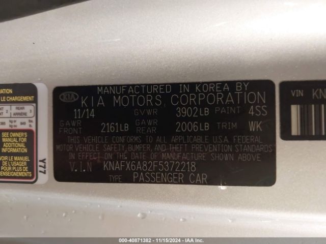 KNAFX6A82F5372218 KIA Forte Koup Ex
