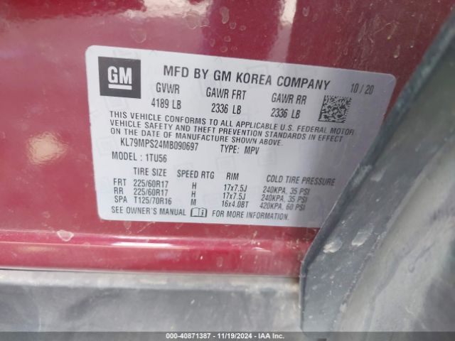 KL79MPS24MB090697 Chevrolet Trailblazer Fwd Lt