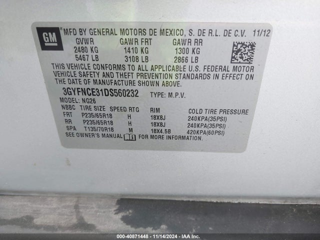 2013 CADILLAC SRX 3GYFNCE31DS560232 Photo 8
