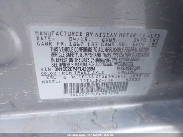 Nissan Versa Note Sv 2015 3N1CE2CP4FL429594 Image 9