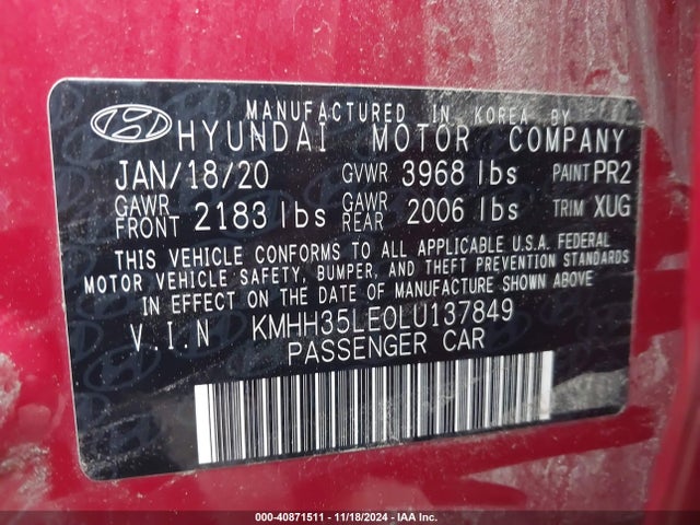 KMHH35LE0LU137849 Hyundai ELANTRA GT