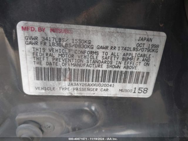 1999 MITSUBISHI MIRAGE JA3AY26AXXU020041 Photo 8
