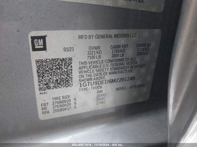 1GTU9DED6MZ201249 GMC Sierra 1500 4wd  Short Box Slt