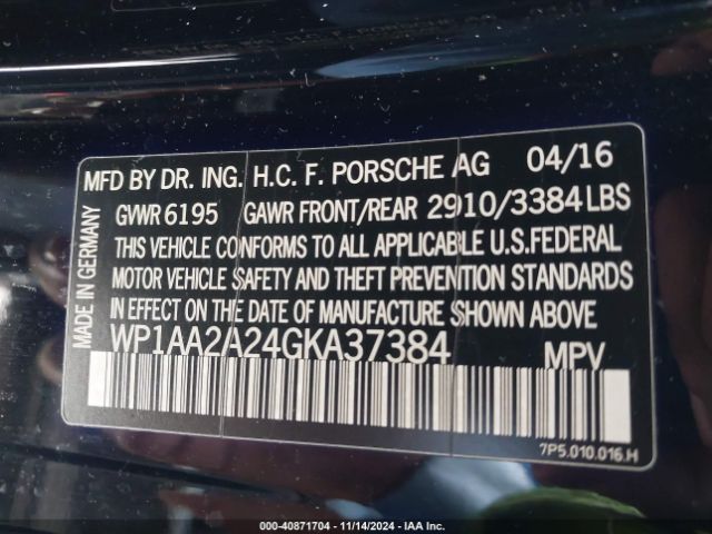 WP1AA2A24GKA37384 Porsche Cayenne