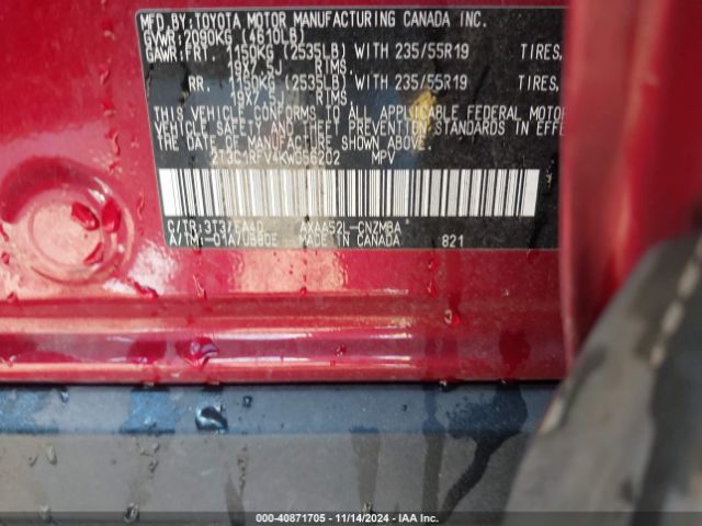 2T3C1RFV4KW056202 Toyota Rav4 Xle Premium