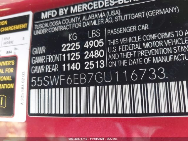 55SWF6EB7GU116733 Mercedes-Benz C 450 Amg 4matic