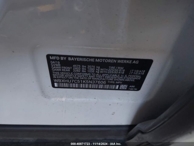 WBXHU7C51K5N37606 BMW X1 Sdrive28i