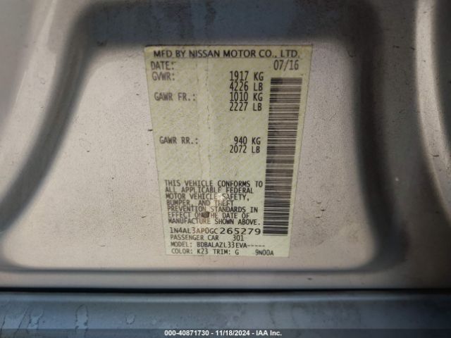 1N4AL3AP0GC265279 Nissan ALTIMA 2.5