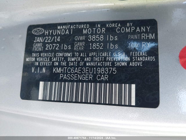 Hyundai Veloster Turbo W/black 2014 KMHTC6AE3EU198375 Image 9
