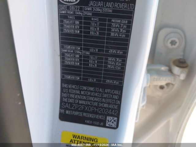 SALZP2FX0PH202442 Land Rover Range Rover Evoque Se