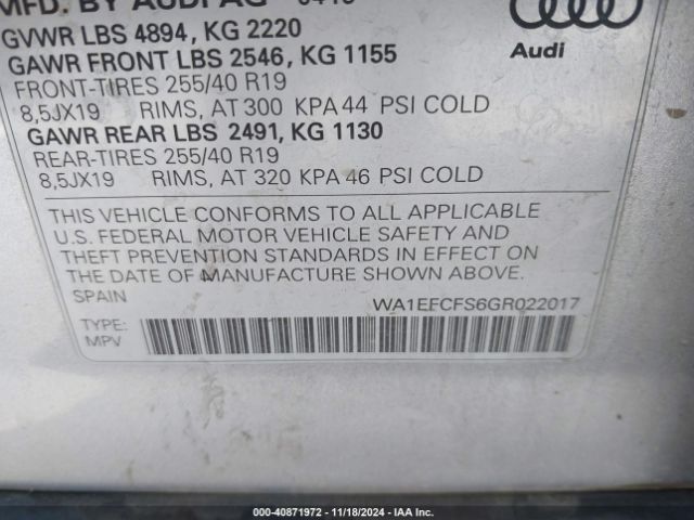 WA1EFCFS6GR022017 Audi Q3 2.0t Premium Plus