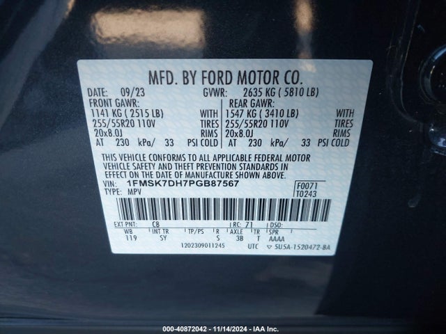 Ford EXPLORER XLT 2023 1FMSK7DH7PGB87567 Image 9