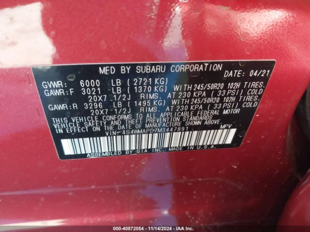 4S4WMAPD7M3447891 Subaru Ascent Limited