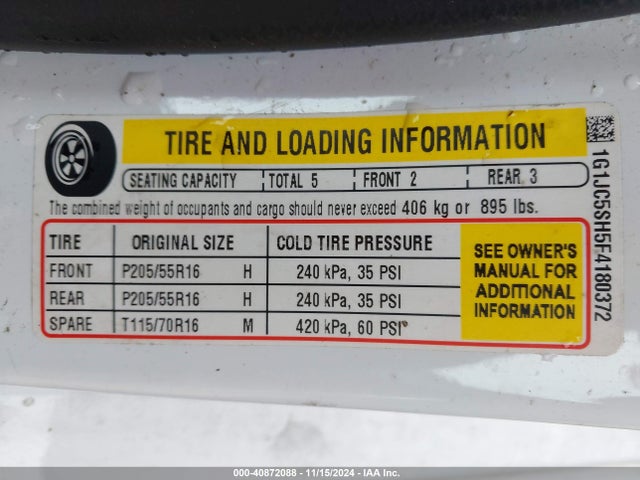 Chevrolet Sonic Lt Auto 2015 1G1JC5SH5F4180372 Image 9