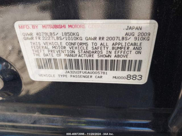 2010 MITSUBISHI LANCER JA32U2FU6AU005781 Photo 8